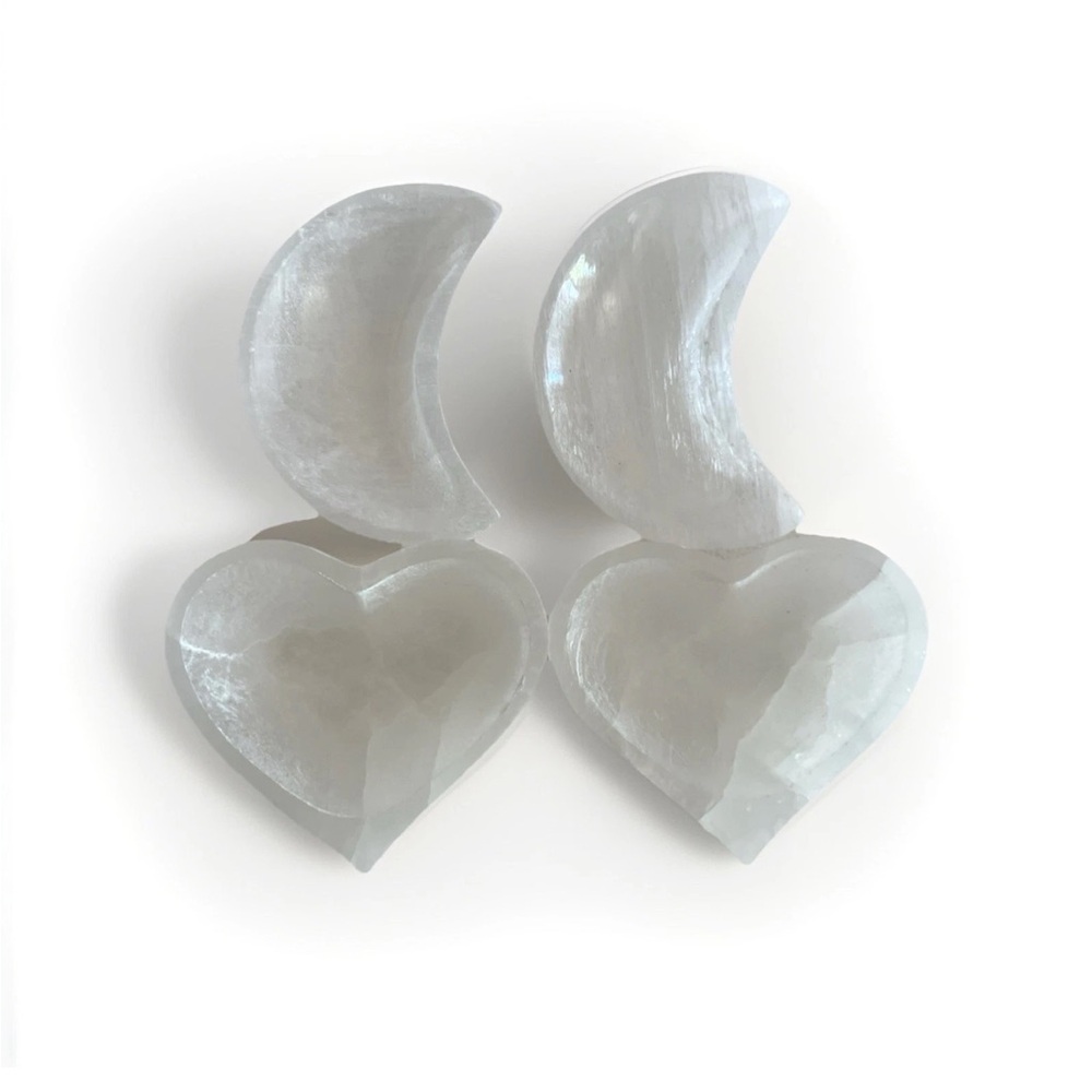 White Moon and Heart Shaped Stones